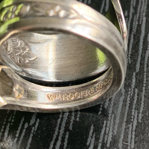 Spoon Ring Vintage Floral Silver Plate Hippie Jewelry Wide Band Spiral W… - Picture 6 of 8